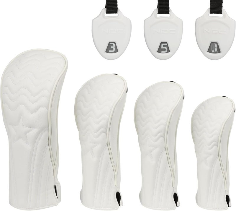 PONADA 4pcs or 1pc Golf Club Head Covers for Woods, Driver, Fairway, Hybrid – Premium PU Leather with Interchangeable Tags & Magnetic Blade and Mallet Putter Covers - Image 1